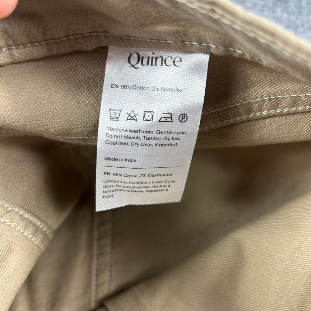 Quince 5-Pocket Chino Pants Mens 32x34 Khaki Tan Stretch Cotton Twill Straight - Picture 5 of 9